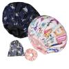 2Pcs Luxury Shower Cap for Women Machine Washable, Extra Large& Reusable Silky Satin lined Waterproof Shower Cap, Adjustable &Double Layers &Reversible Bath Bonnet view 1