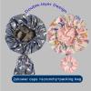 2Pcs Luxury Shower Cap for Women Machine Washable, Extra Large& Reusable Silky Satin lined Waterproof Shower Cap, Adjustable &Double Layers &Reversible Bath Bonnet view 2