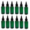 Natural Farms 2 oz Green Boston Plastic Bottles -12 Pack Empty Bottle Refillable - BPA Free - Essential Oils - Aromatherapy | Black Twist Top Cap - Made in the USA view 1