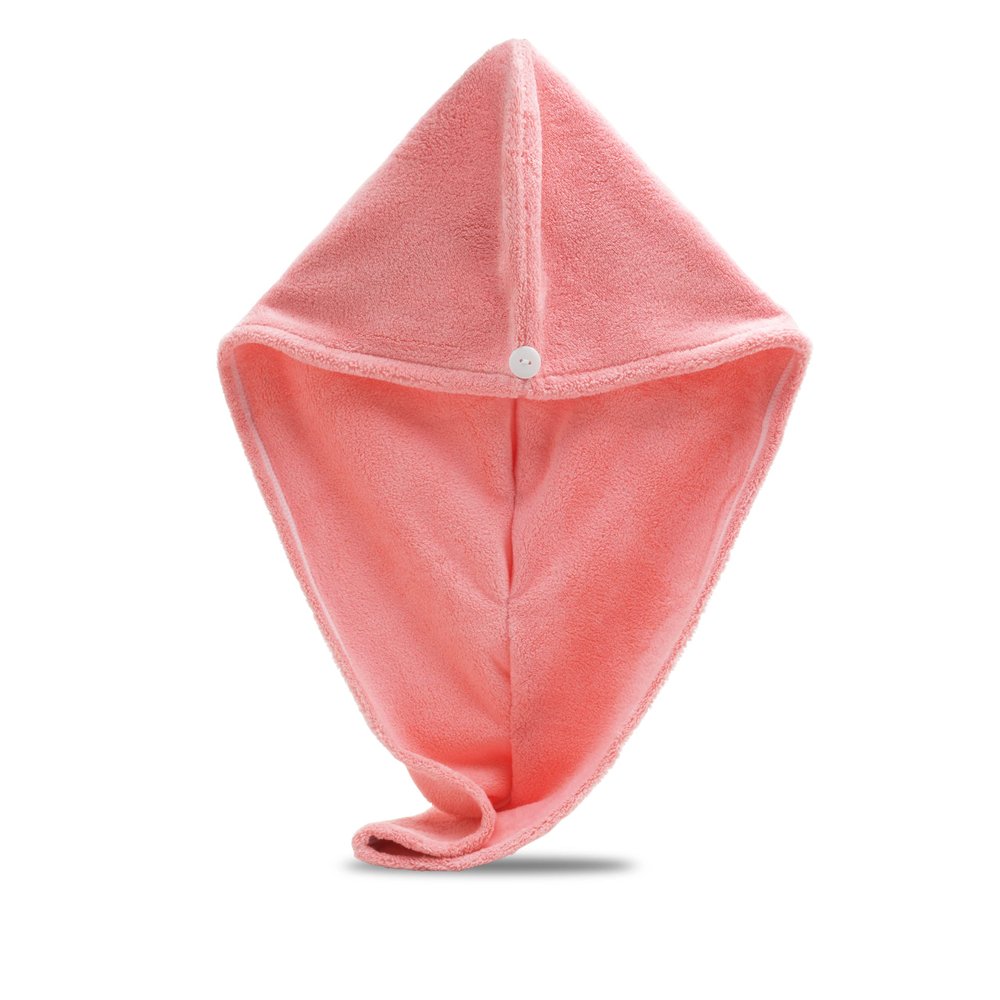 Exec-U-Gift Microfiber Hair Towel Wrap, Super Absorbent Twist Turban Dry Hair Cap with Button Loop Fasten