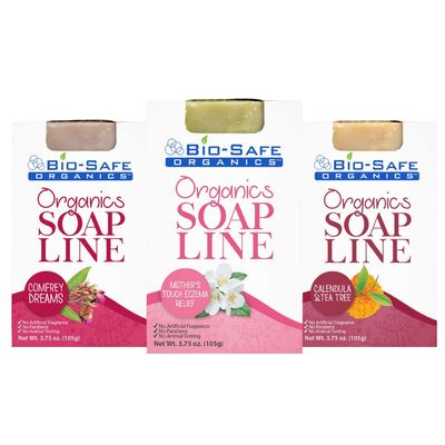 Bio-Safe Organics Health & Herbal Specialty Soaps Pack of 3 - Organic Handmade All Natural 100% Organic