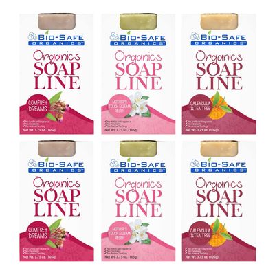 Bio-Safe Organics Health & Herbal Specialty Soaps Pack of 6 - Organic Handmade All Natural 100% Organic