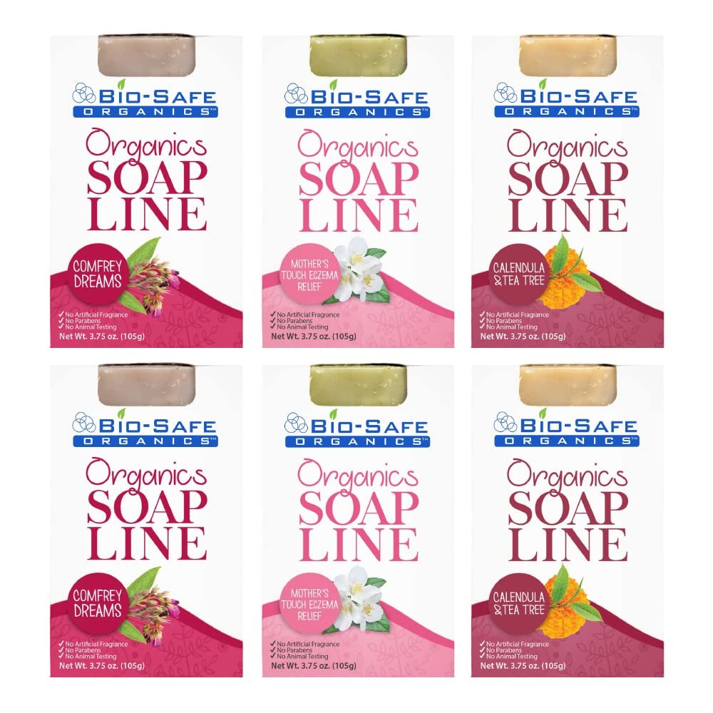 Bio-Safe Organics Health & Herbal Specialty Soaps Pack of 6 - Organic Handmade All Natural 100% Organic