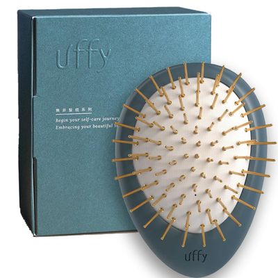 Uffy Acubrusher  24K Gold-Plated Gua Sha Hair Brush - Ergonomic Scalp Massager for Dandruff & Hair Growth, Suitable for All Hair Types - Ideal Gift for Mom in Turquoise Blue