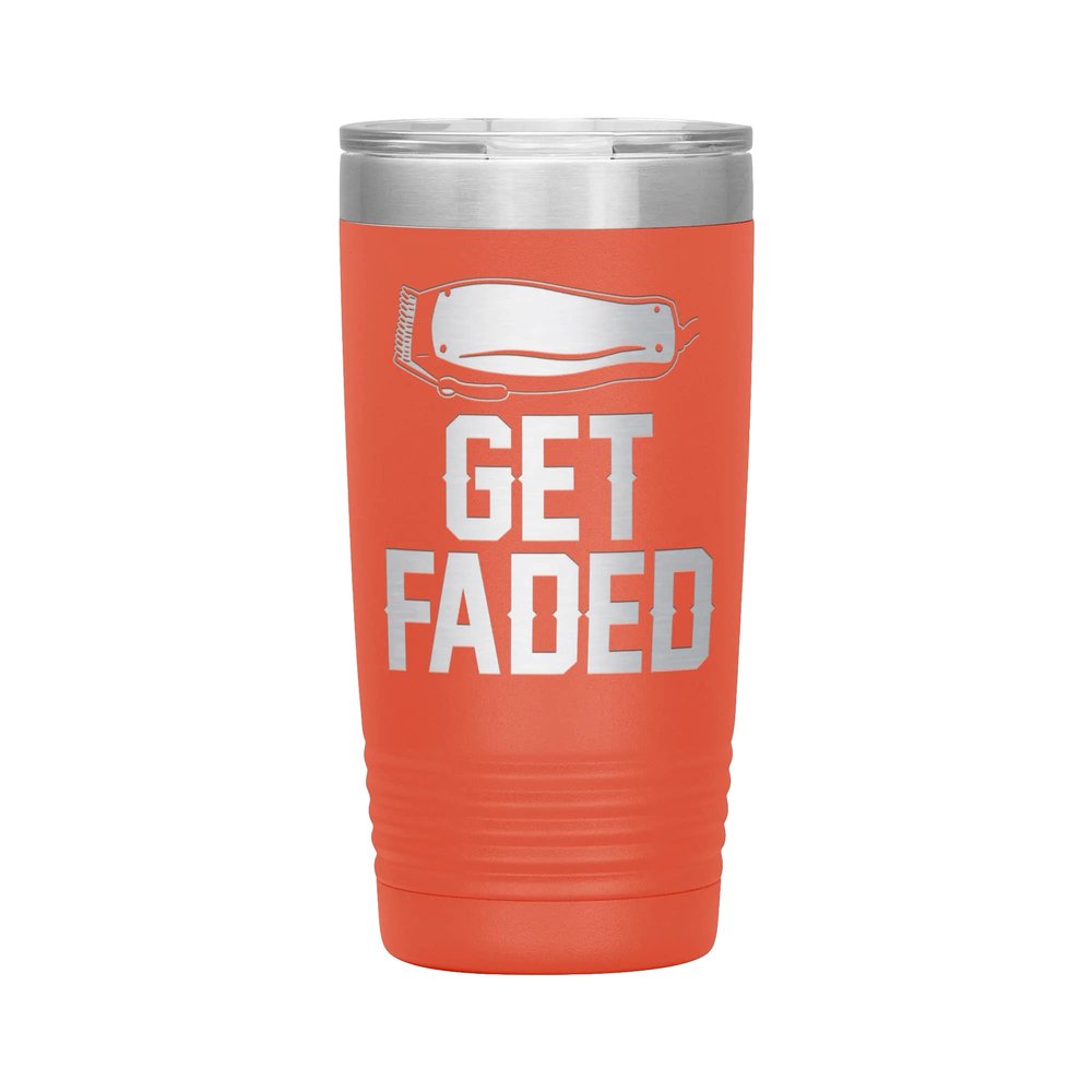 Get Faded Tumbler - Barber Tumbler - Barber Gift - 20oz Insulated Engraved Stainless Steel Barber Cup Coral