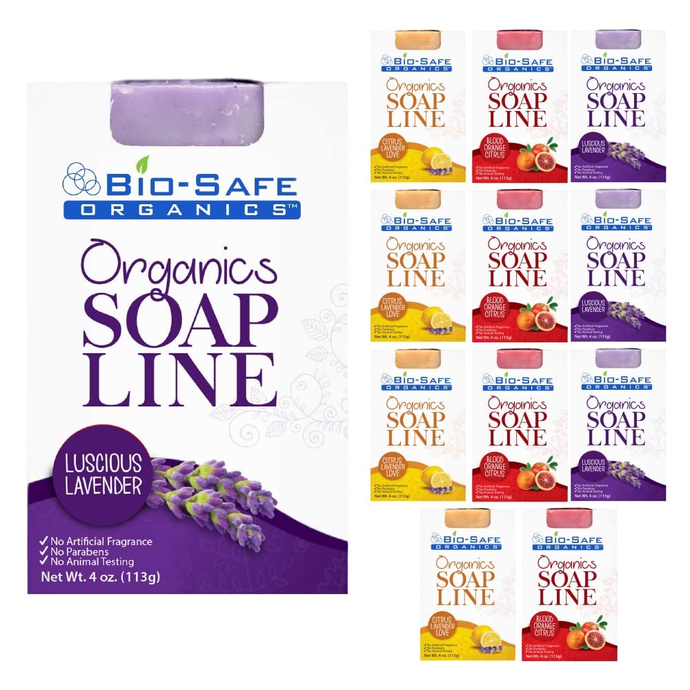 Bio-Safe Organics Women's Assortment of Soaps - Pack of 12 - Organic Handmade All Natural 100% Organic