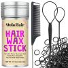 Dolahair Hair Wax Stick & Accessories - Flyaway Control for Kids & Women, 50 Pcs Colorful Elastic Hair Bands, 1 Pcs Slick Back Hair Brush, 2 Hair Loop Styling Tools (Black) view 1