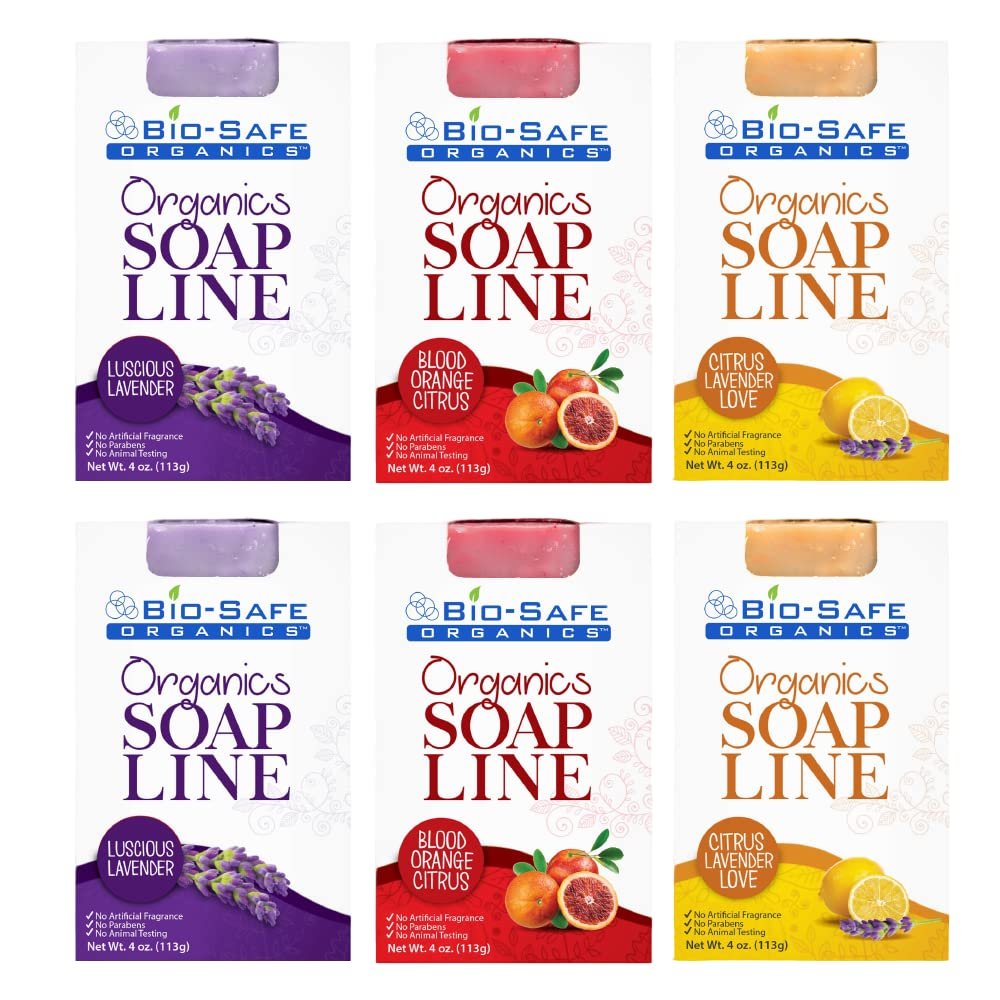 Bio-Safe Organics Women's Assortment of Soaps - Pack of 6 - Organic Handmade All Natural 100% Organic