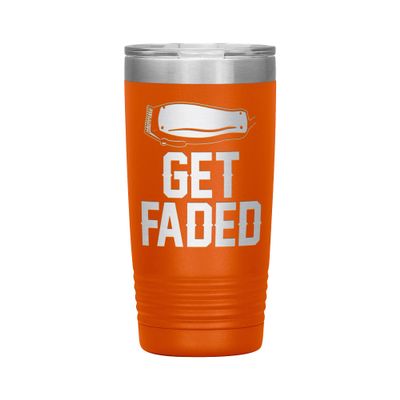 Get Faded Tumbler - Barber Tumbler - Barber Gift - 20oz Insulated Engraved Stainless Steel Barber Cup Orange