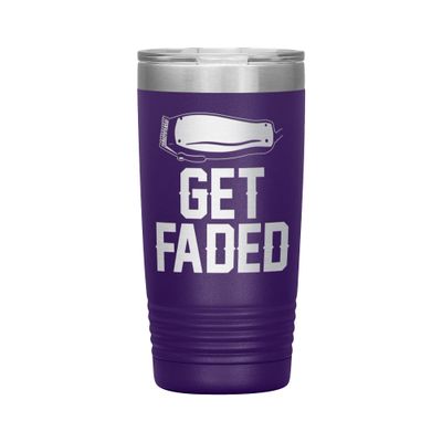 Get Faded Tumbler - Barber Tumbler - Barber Gift - 20oz Insulated Engraved Stainless Steel Barber Cup Purple