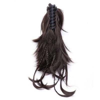 12" Synthetic DIY Hair Braids Claw On Ponytail Clip In On Hair Extensions Hair Ponytail Hairpieces dark 12inches