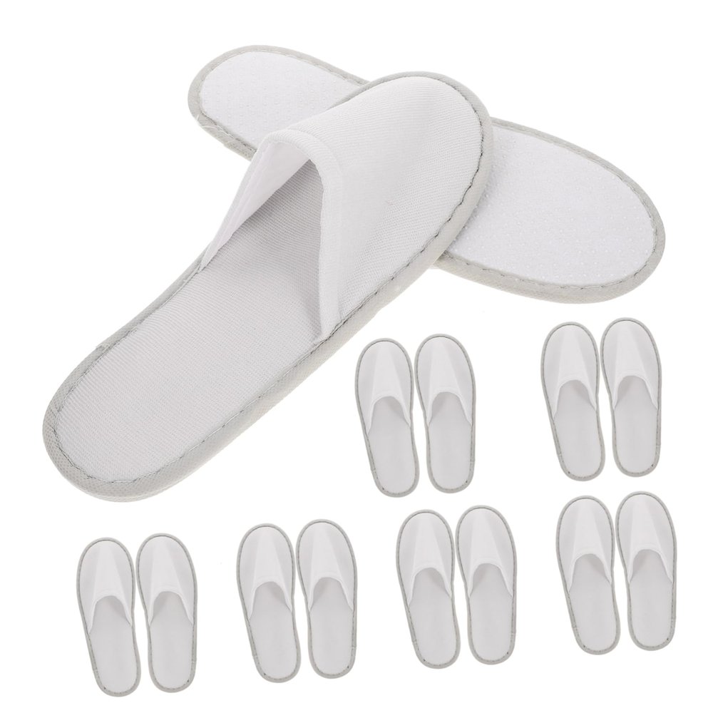 Cabilock 10 Pairs of Linen Non Slip Disposable Guest Slippers for Hotels and Home Use Comfortable Indoor Slippers and for Men and Women