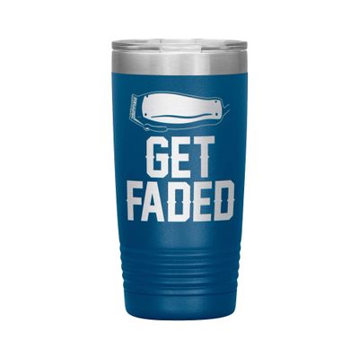 Get Faded Tumbler - Barber Tumbler - Barber Gift - 20oz Insulated Engraved Stainless Steel Barber Cup Blue