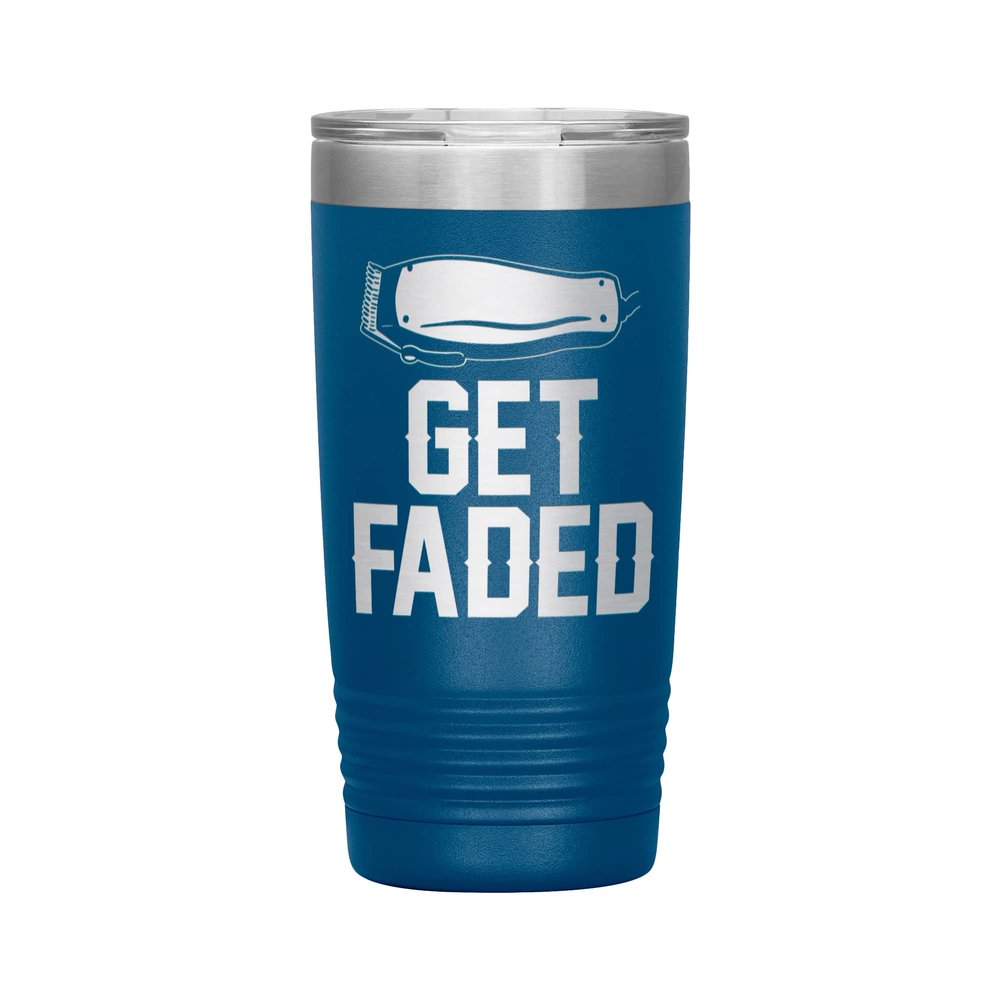 Get Faded Tumbler - Barber Tumbler - Barber Gift - 20oz Insulated Engraved Stainless Steel Barber Cup Blue