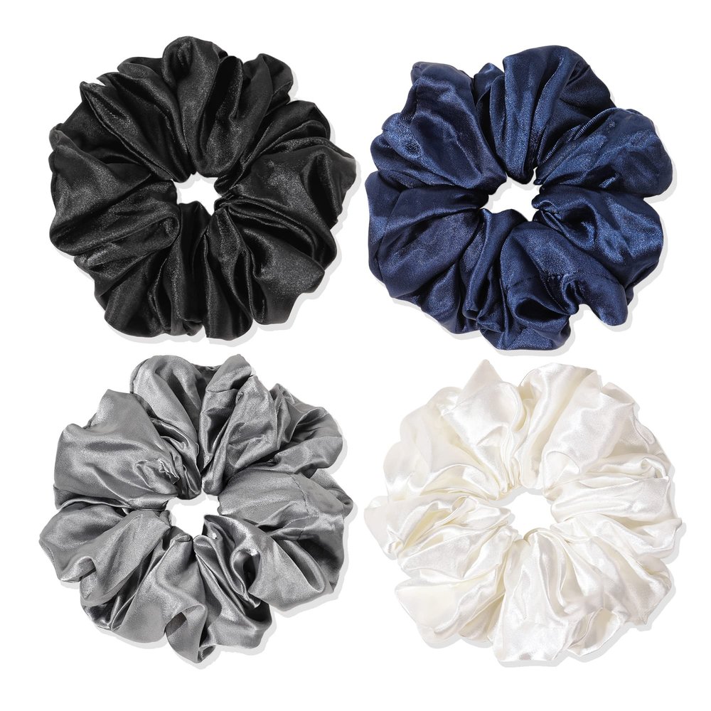 Silk Satin Hair Scrunchies for Women Girls Big Large Jumbo Scrunchie for Sleep Cute Gaint Oversize Scrunchy for Thick Hair
