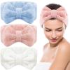 3 Pieces Towel Headbands for Women Makeup Headband for Washing Face Makeup Spa Headband, Microfiber Bowtie Shower Headband for Women(Light Orange, Blue, White) view 1