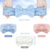 3 Pieces Towel Headbands for Women Makeup Headband for Washing Face Makeup Spa Headband, Microfiber Bowtie Shower Headband for Women(Light Orange, Blue, White) view 2