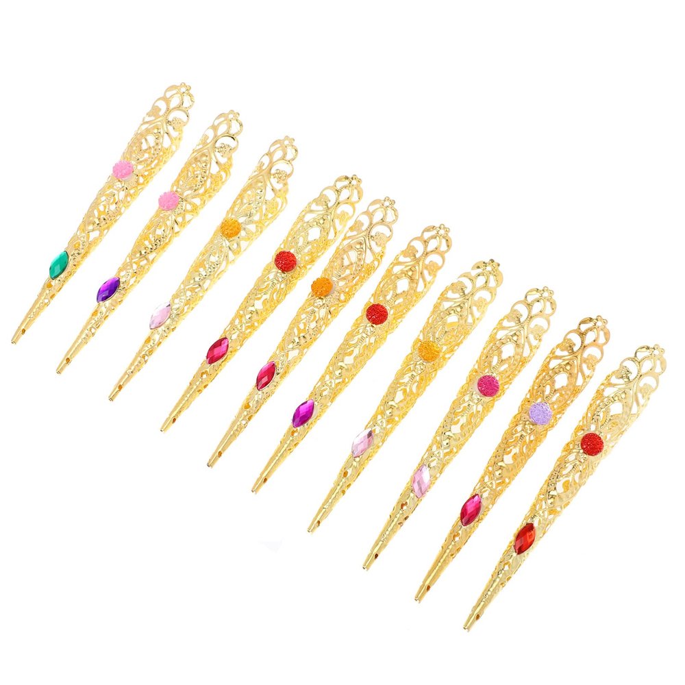 Uonlytech 10pcs Queen Nail Rhinestones Decorative Fake Nail Sleeves for Women for Parties Cosplay and Photography Events