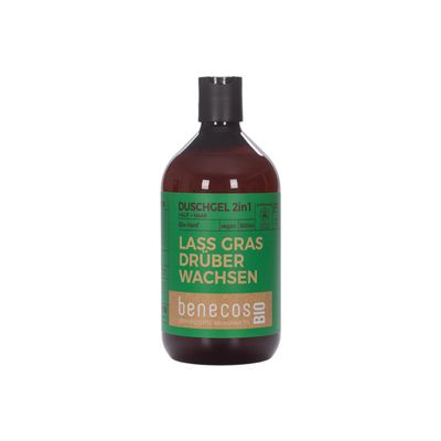 BenecosBIO Shower Gel 2-in-1 Organic Hemp Skin and Hair Let Grass Grow Over Vegan Recycled Plastic