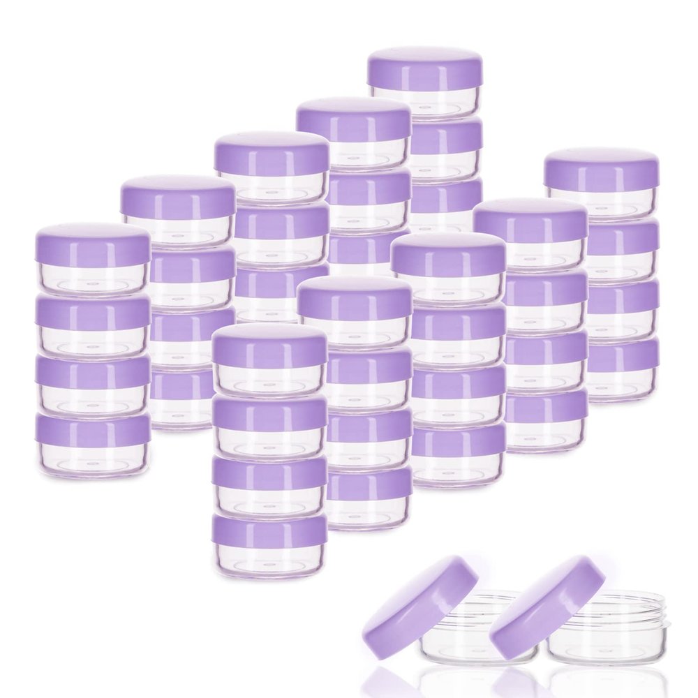 BPA Free 3 ML Mini Containers with Lids - Tiny Sample Jars for Makeup, Lotion, Eye Shadow, Powder