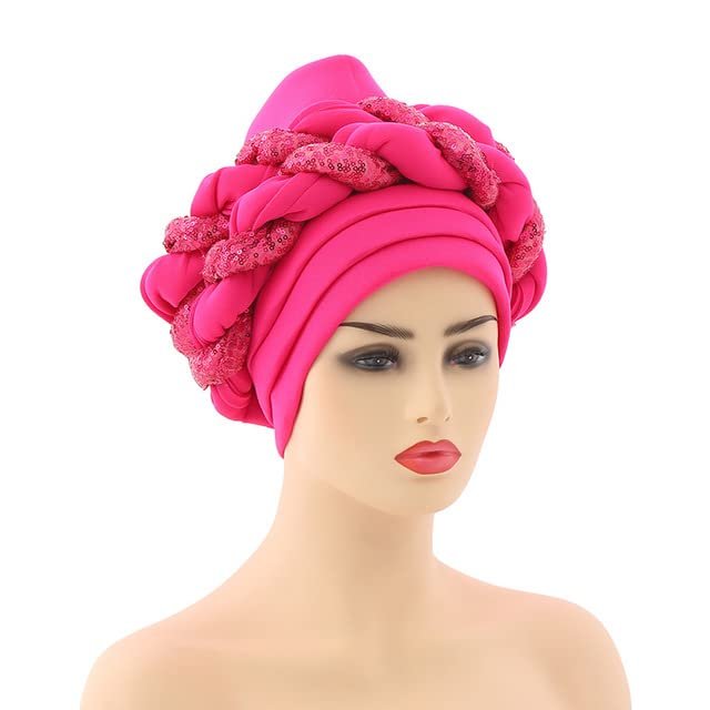 African Headwrap Turbans Headband Auto Gele Headtie Already Made African Aats for Women 1Set by MSB Fabric co.1644
