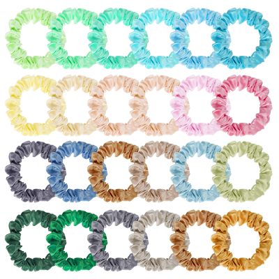 24Pcs Satin Scrunchies, 20 Colors Comfortable Silk Hair Scrunchies Skinny Hair Ties Elastics Ponytail Holders Stocking Stuffers for Women Girls