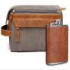 EURYNOME Men's Toiletry Bag and Flask/Leather and Canvas Travel Toiletry Bag Dopp Kit for Men, Groomsmen Gifts view 1