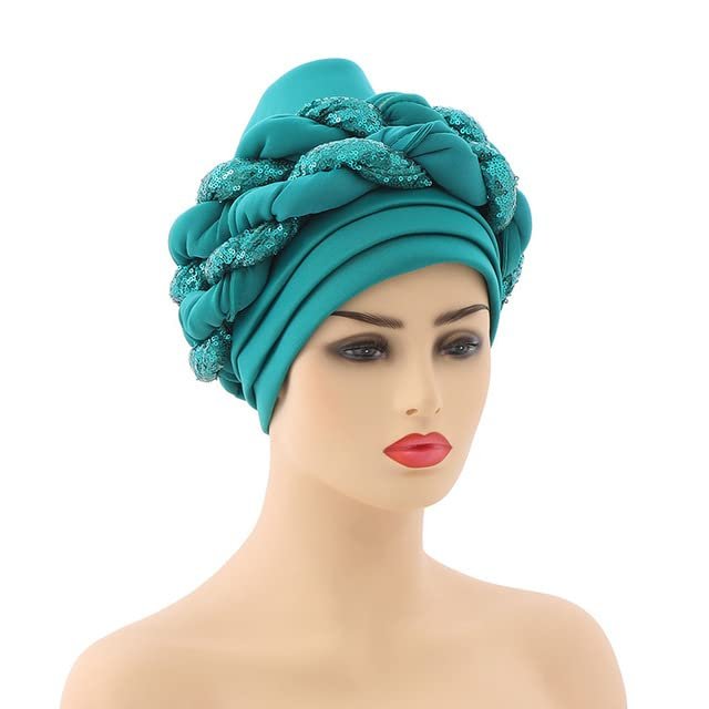 African Headwrap Turbans Headband Auto Gele Headtie Already Made African Aats for Women 1Set by MSB Fabric co.1647