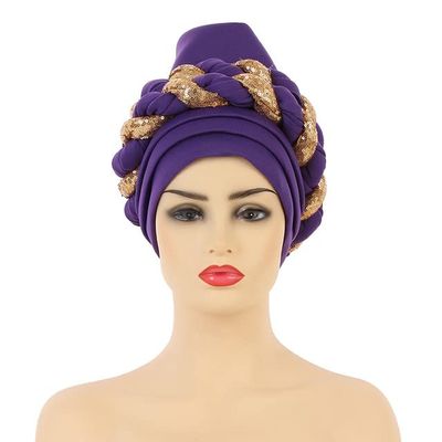 African Headwrap Turbans Headband Auto Gele Headtie Already Made African Aats for Women 1Set by MSB Fabric co.1635