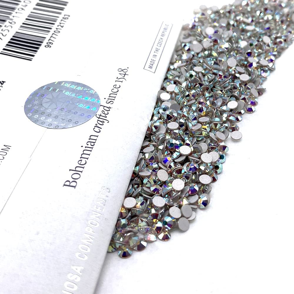 Crystal AB Genuine Czech Preciosa MC Chaton Rose Maxima SS12 3mm Flatbacks 12ss No Hotfix Round Rhinestones 144 Pieces DIY Bling Deco Nail Arts