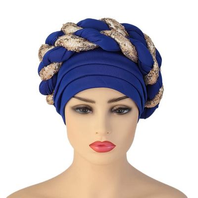African Headwrap Turbans Headband Auto Gele Headtie Already Made African Aats for Women 1Set by MSB Fabric co.1634