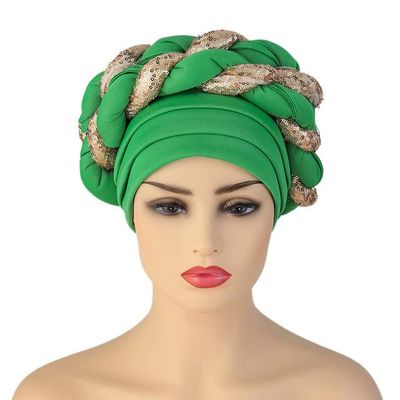 African Headwrap Turbans Headband Auto Gele Headtie Already Made African Aats for Women 1Set by MSB Fabric co.1632