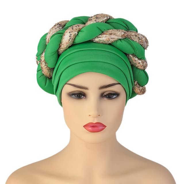African Headwrap Turbans Headband Auto Gele Headtie Already Made African Aats for Women 1Set by MSB Fabric co.1632