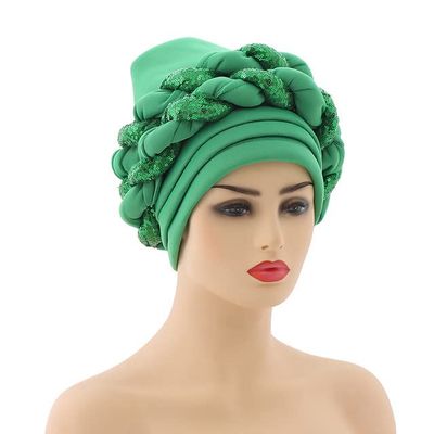 African Headwrap Turbans Headband Auto Gele Headtie Already Made African Aats for Women 1Set by MSB Fabric co.1648