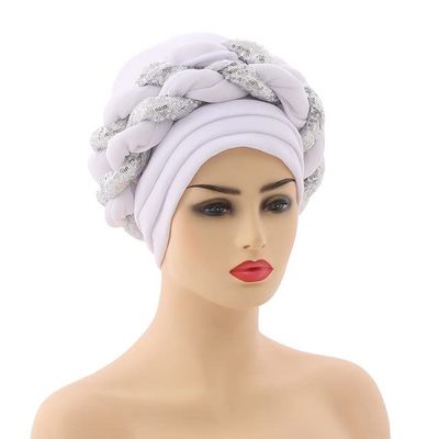 African Headwrap Turbans Headband Auto Gele Headtie Already Made African Aats for Women 1Set by MSB Fabric co.1646, One Size