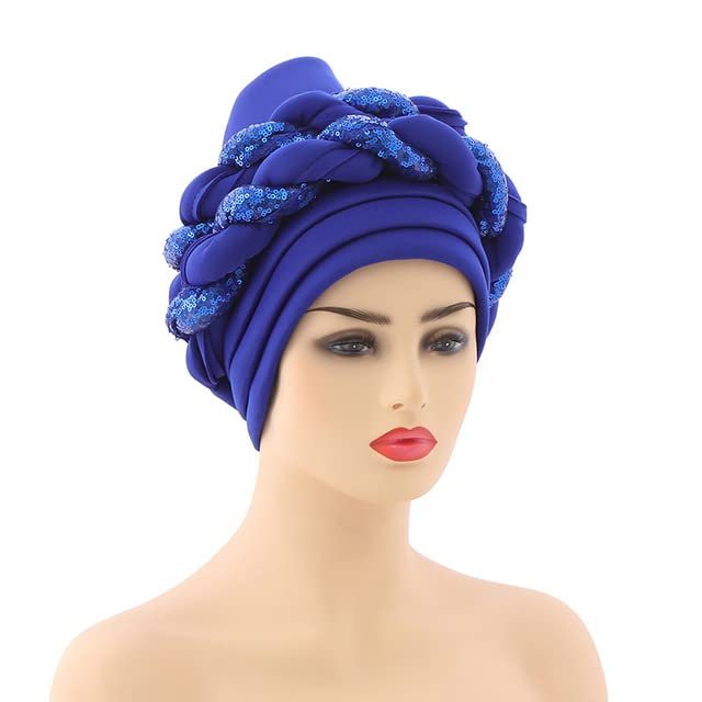 African Headwrap Turbans Headband Auto Gele Headtie Already Made African Aats for Women 1Set by MSB Fabric co.1641