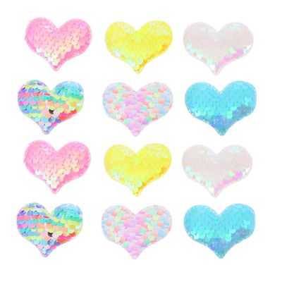 12pcs Heart Hairpin Glitter Barrettes for Girls Colorful Sequin Hair Clips for All Hairstyles and Special Occasions