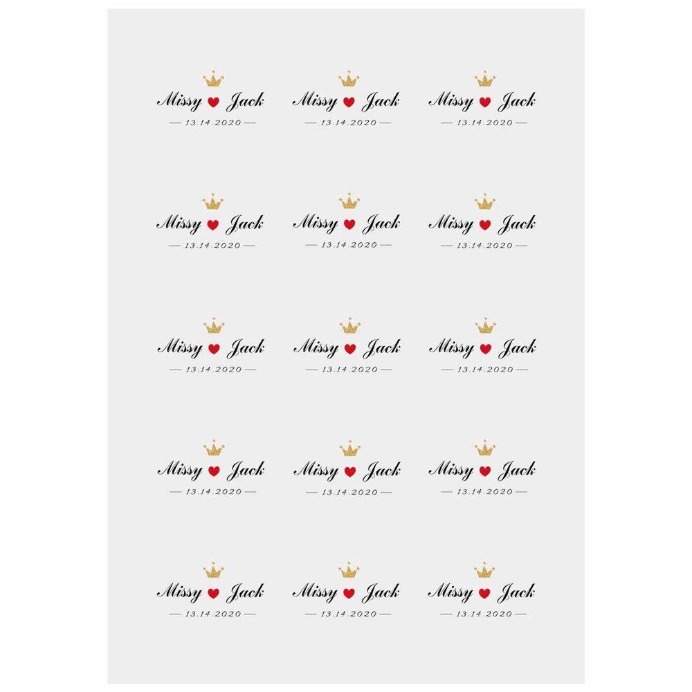 Custom Temporary Tattoos Name Personalized Funny Tattoo for Couple Anniversary Wedding Weekend Party, 15 Tattoos in 1 Paper