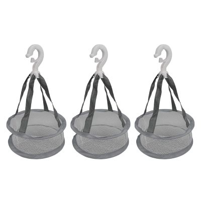 3pcs Hanging Mesh Drying Rack Basket for Makeup Tools Cleaning, Mini Bathroom Cosmetic Brushes Sponges Dryer Holder Organizer