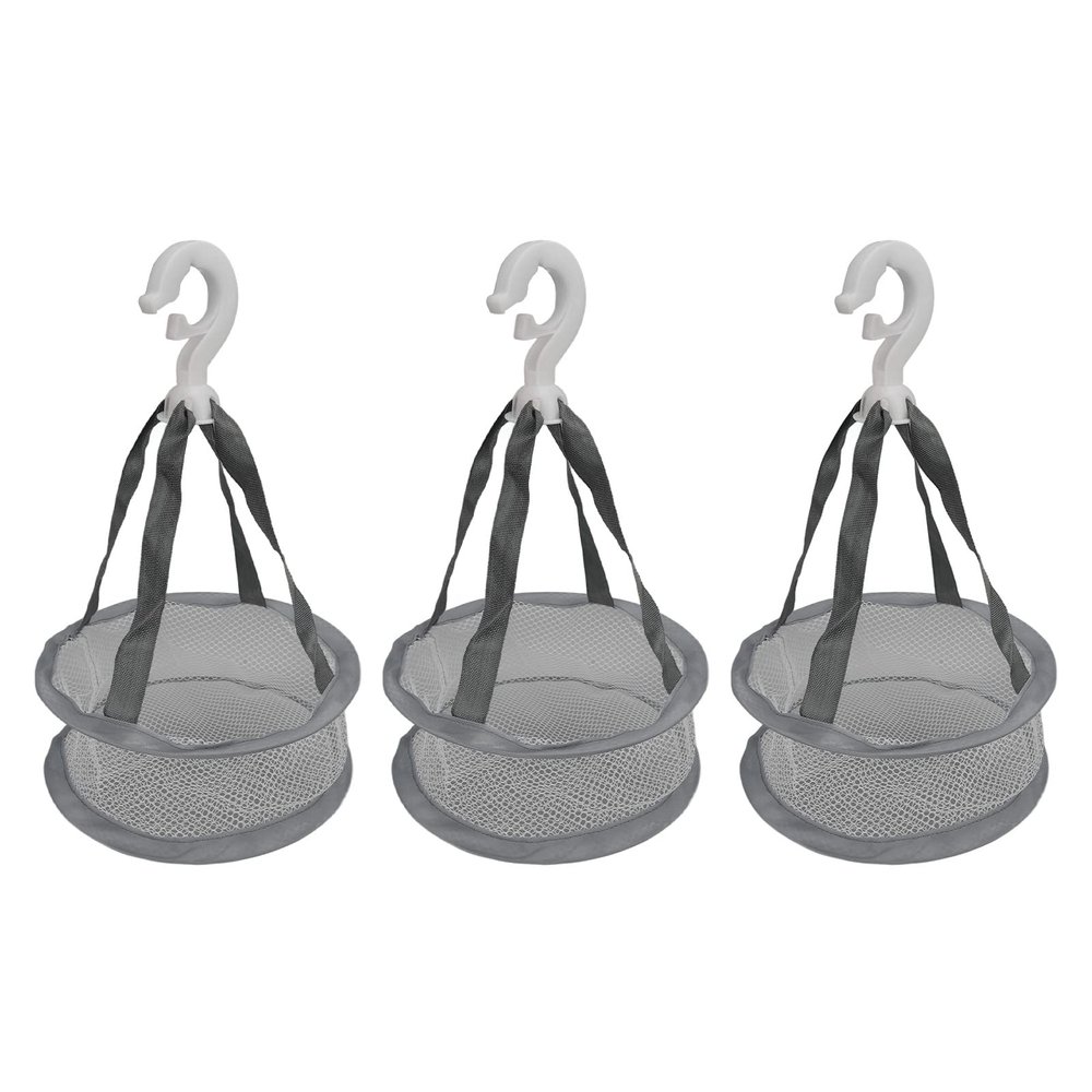 3pcs Hanging Mesh Drying Rack Basket for Makeup Tools Cleaning, Mini Bathroom Cosmetic Brushes Sponges Dryer Holder Organizer