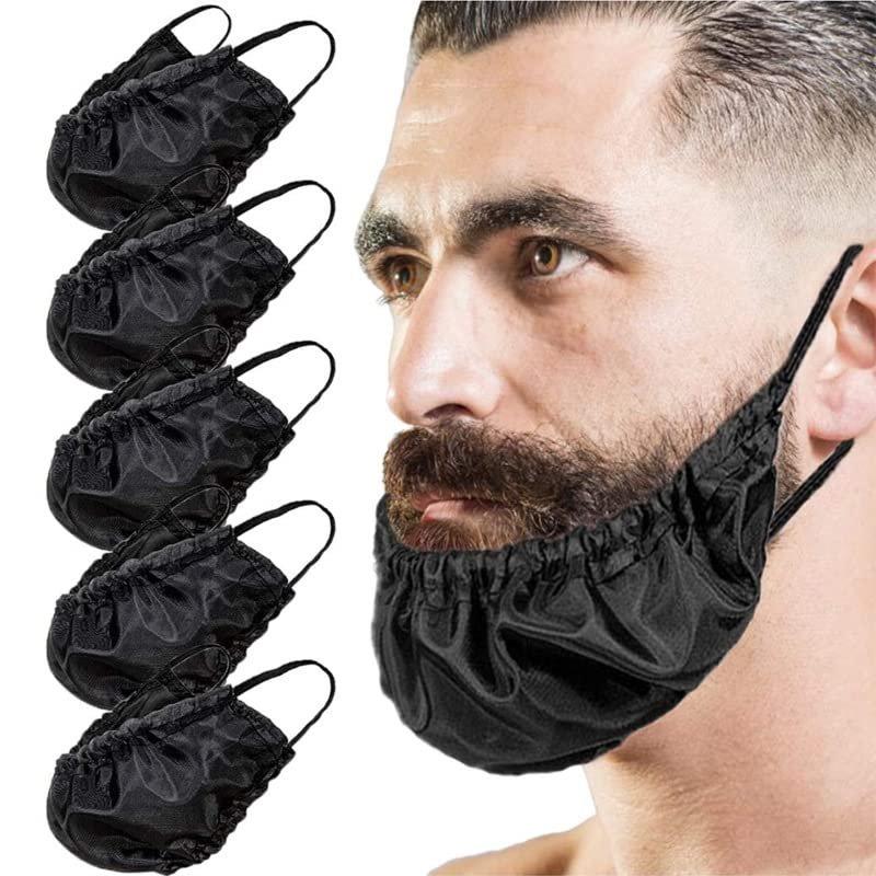 6 Pack Beard Bandana Beard Covers,Nylon Beard Protector,Adjustable Facial Hair Apron Guard Bonnet Mens Bedtime Bib Cap