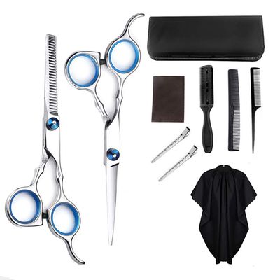 Hair Cutting Kit, 10 Pcs Professional Hair Scissors Set, Hair Cutting Scissors, Thinning Shears, Comb, Cape, Hair Clips Hairdressing Shears Set for Barber, Salon, Home