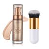 Body Shimmer Oil, Rose Gold Natural Glow Luminizer, Long Lasting Waterproof Moisturizing Liquid Illuminator Highlighter Makeup for a Sun-Kissed Glow, Brush Include, 1oz, Light Medium view 1