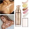 Body Shimmer Oil, Rose Gold Natural Glow Luminizer, Long Lasting Waterproof Moisturizing Liquid Illuminator Highlighter Makeup for a Sun-Kissed Glow, Brush Include, 1oz, Light Medium view 2