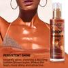AbluFirst Shimmer Body Oil 4 Colors Face Glitter Summer Body Makeup Moisturizing Light Shimmering Glow Non-Sticky Party Luminizer and Illuminator Smooth (2.8 Fl Oz Pack of 1, Golden Brown) view 3