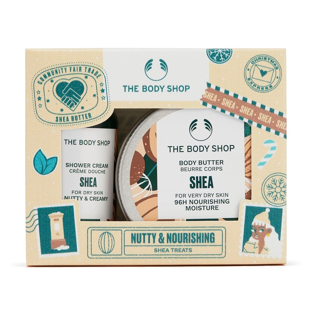 The Body Shop Nutty & Nourishing Shea Treats Gift Set  Hydrating & Moisturizing Vegan Skincare Treats for Very Dry Skin  2 Items