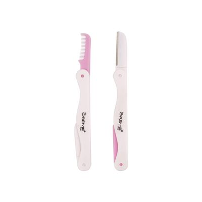 The Crme Shop Comb & Shape Grooming Folding Razor Duo - One Blade for Gentle Exfoliation, Dermaplaning, Facial Hair Removal and Eyebrow Shaping (Pack of 2)