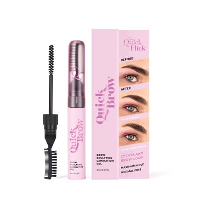 THE QUICK FLICK 2-In-1 Eyebrow Lamination Gel with Sculpting Wax  Smudge-Proof & Long-Lasting Eyebrow Gel Clear with Built-In Double-Sided Comb  Vegan, Cruelty-Free Formula (Clear - 8 ml)