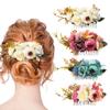 4 Pack Artificial Flower Metal Hair Side Combs With Teeth Rose Flower Hair Combs Side-Slide Hair Clips Pins Inserts Headwear for Women Floral Hairpins Bride Bridesmaid Barrettes view 1