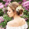 4 Pack Artificial Flower Metal Hair Side Combs With Teeth Rose Flower Hair Combs Side-Slide Hair Clips Pins Inserts Headwear for Women Floral Hairpins Bride Bridesmaid Barrettes view 4